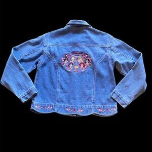 Disney Princesses Jean Jacket Size L 10-12 Blue Denim Medium Wash Embroidered